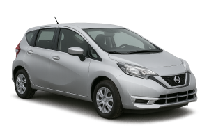 Silver Nissan Note 1.2L automatic rental car – available in Paphos, Cyprus from Kalexion Rent Cars
